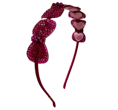 Crystal Bow Halo Hedband Fucshia