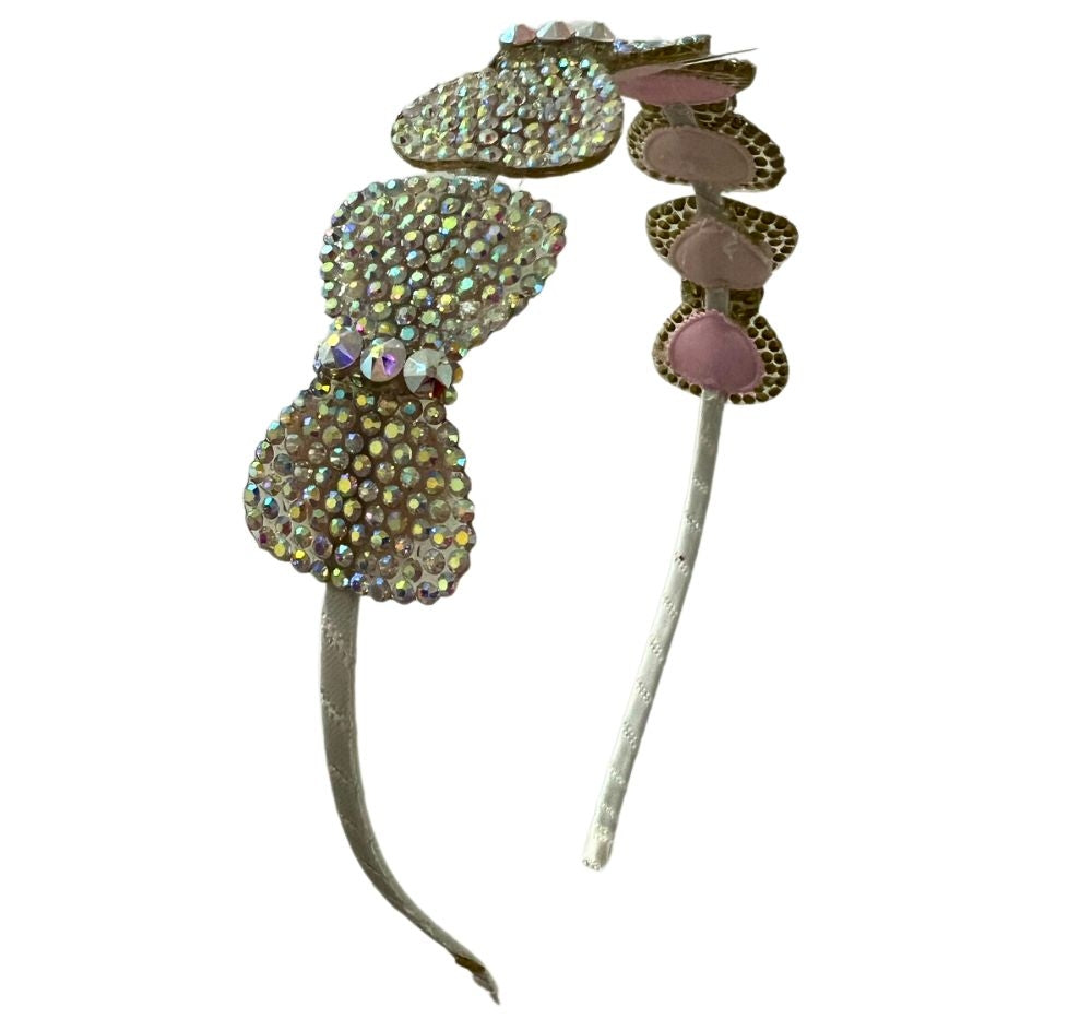 Crystal Bow Halo Hedband White