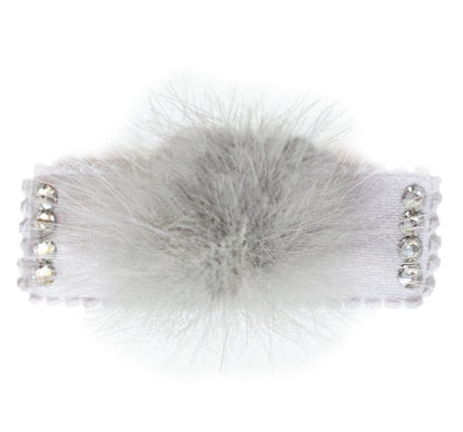 Crystallized Snap Clip With A Fur Puff