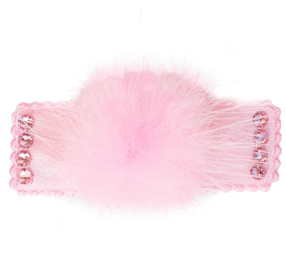 Crystallized Snap Clip With A Fur Puff