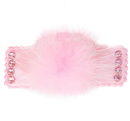 Crystallized Snap Clip With A Fur Puff