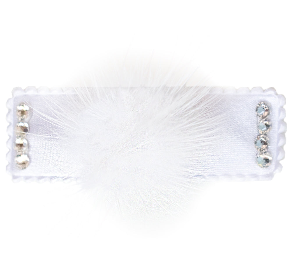 Crystallized Snap Clip With A Fur Puff
