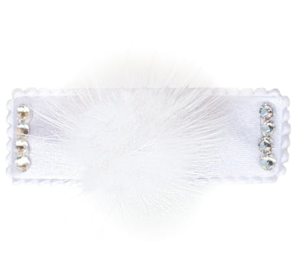 Crystallized Snap Clip With A Fur Puff