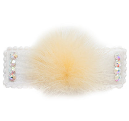 Crystallized Snap Clip With A Fur Puff