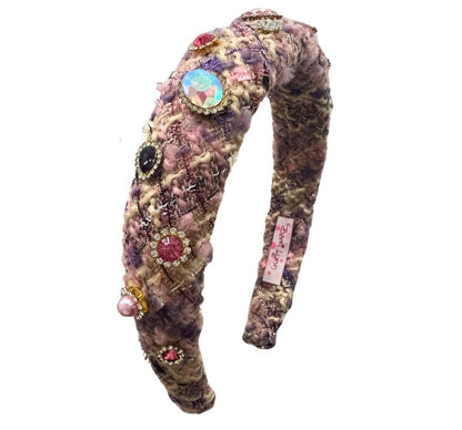 Tweed Jeweled Headband Lavender