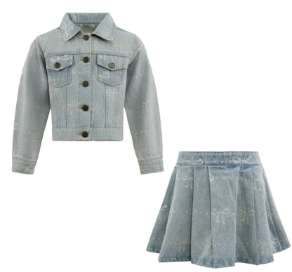 Jacket & Skirt Sparkle Bows Denim