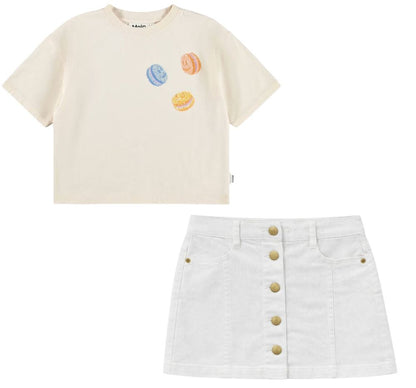 T-Shirt Pearled Ivory & Skirt Whitest