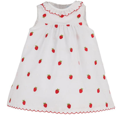 Embroidered Strawberries Red
