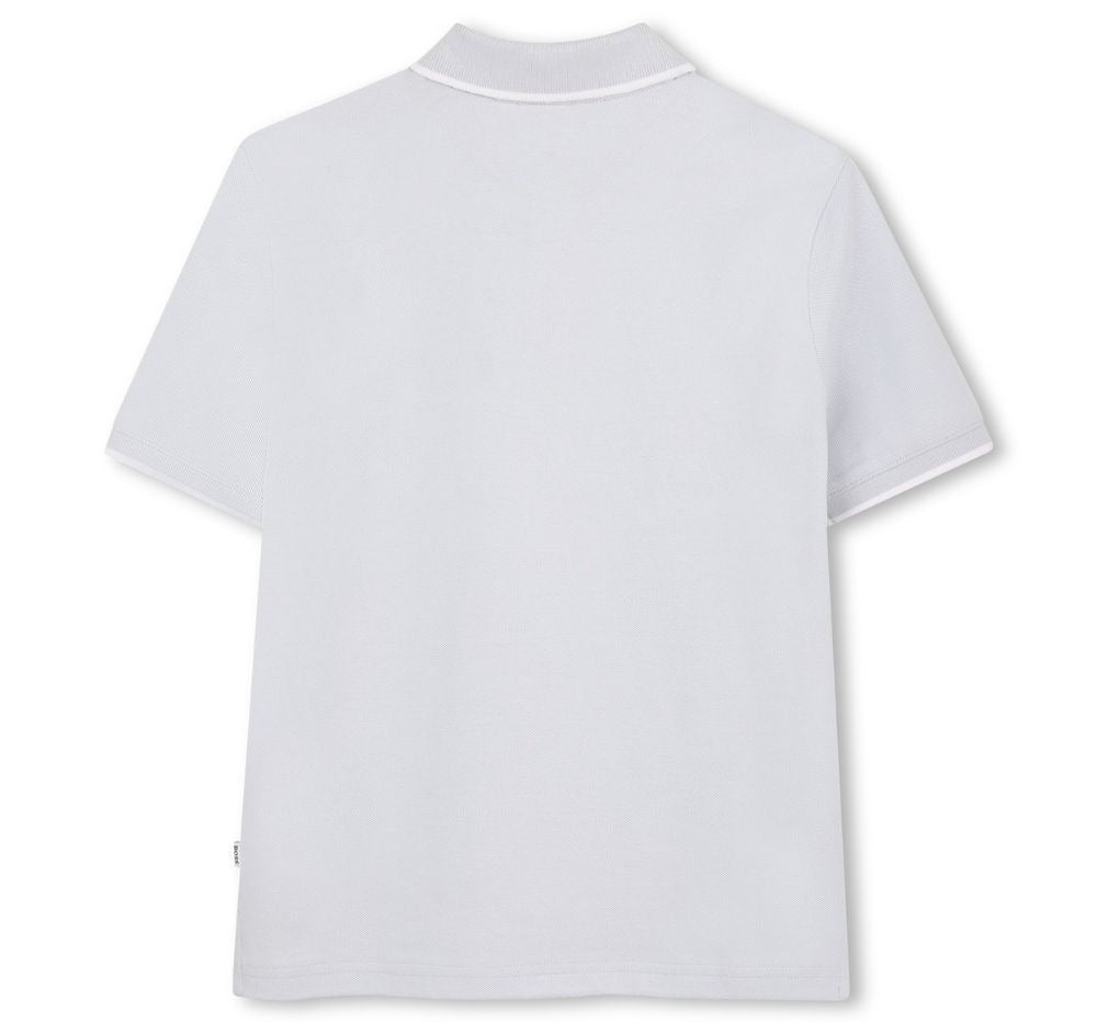 Polo Shirt With Tone-On-Tone Double Pale Blue