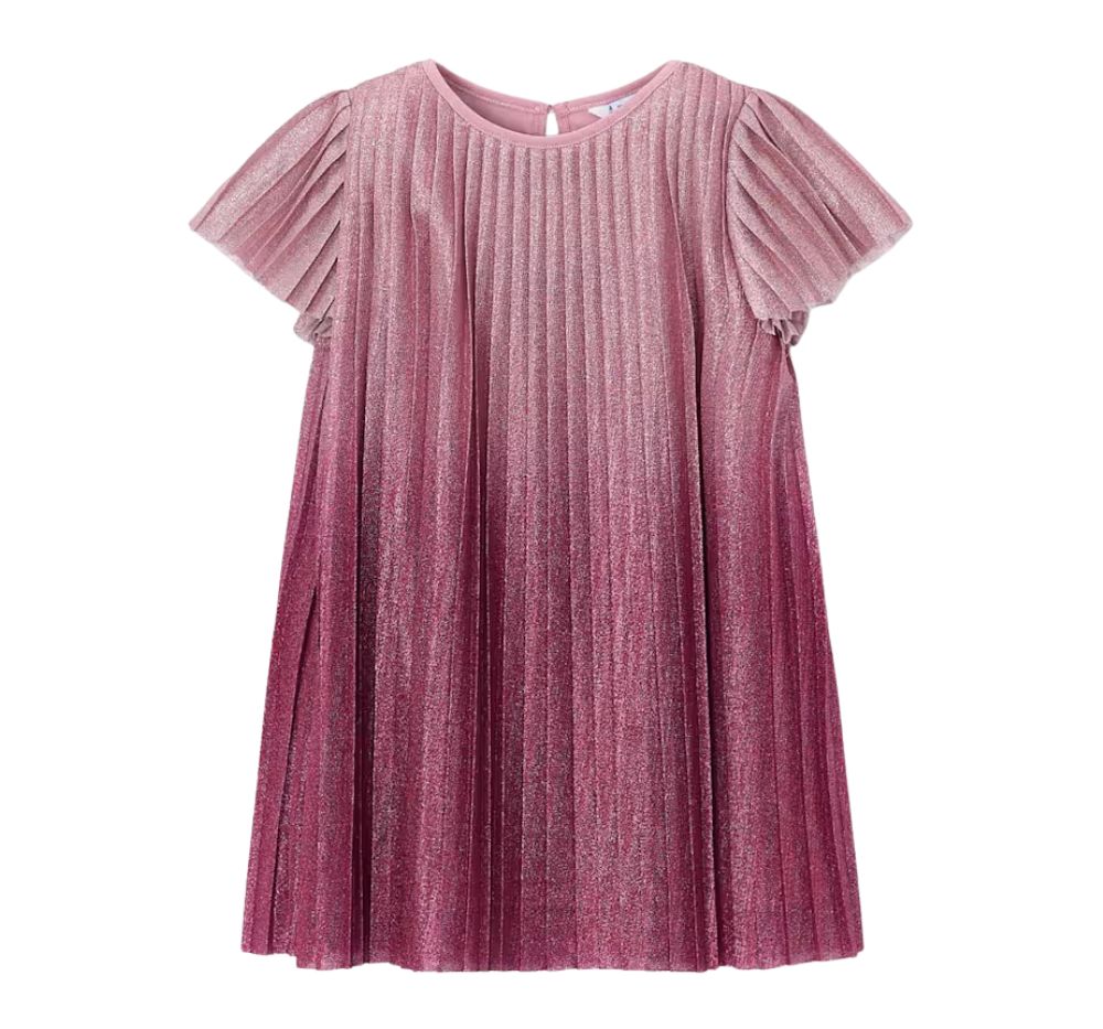 Vestido Plisado Degrade Framboise