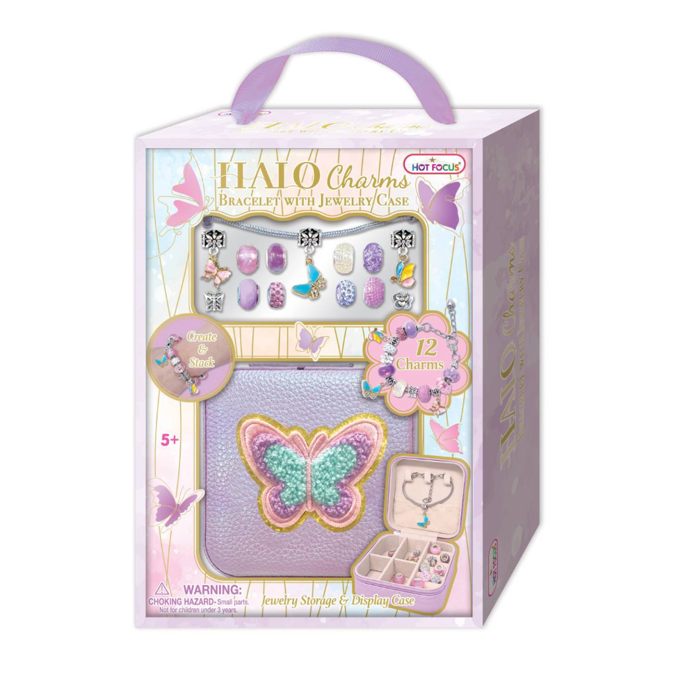 Halo Charms Bracelet & Jewelry Case  Tie Dye Butterfly