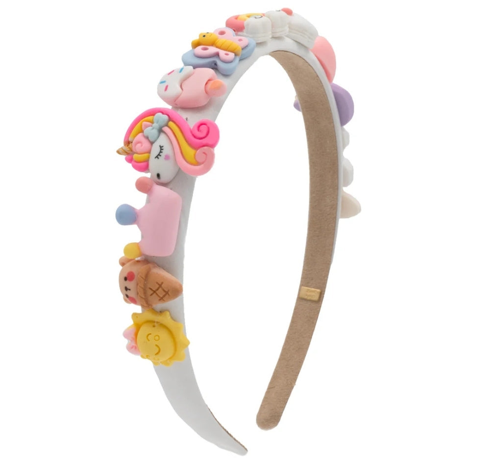 Diadema Blanco Con Charms