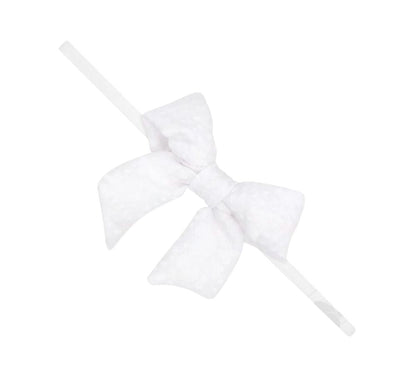 Mini Seersucker Bowtie W/Tails Band White