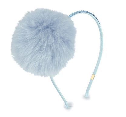 Headband Blue Fur Pom