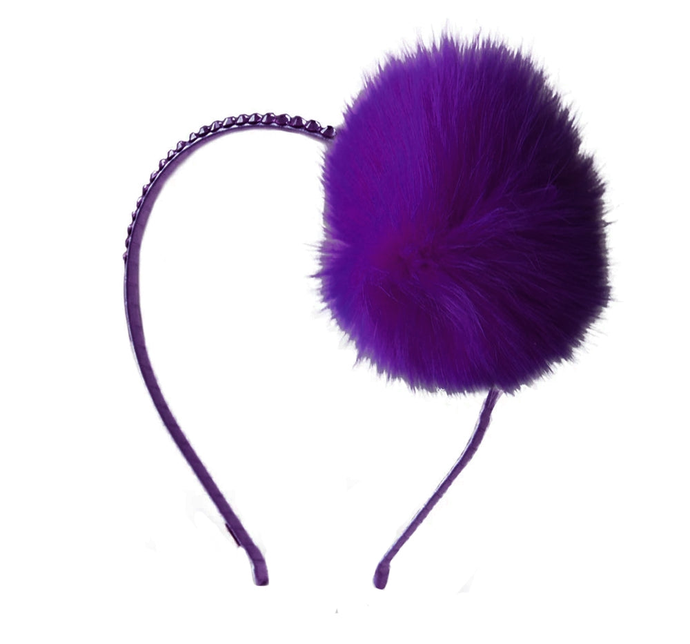 Headband Purple Fur Pom