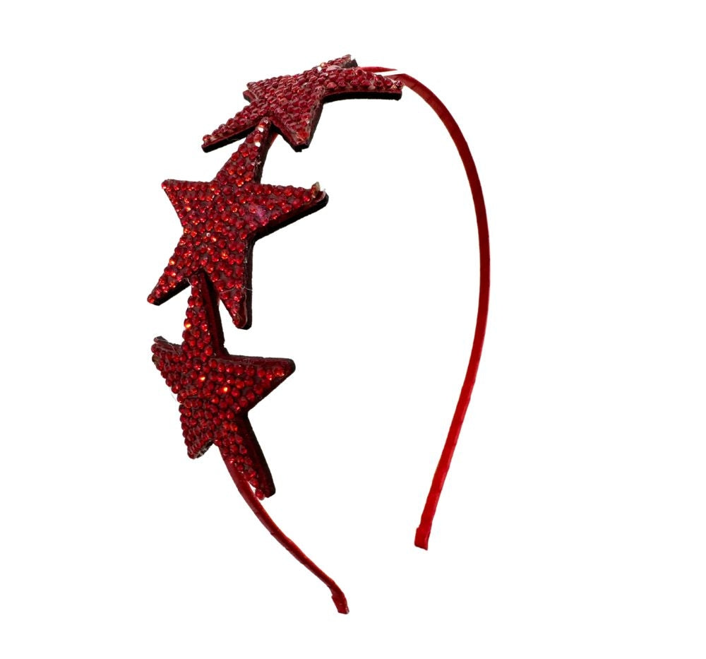 Fully Crystallized Stars On A Thin Headband Red
