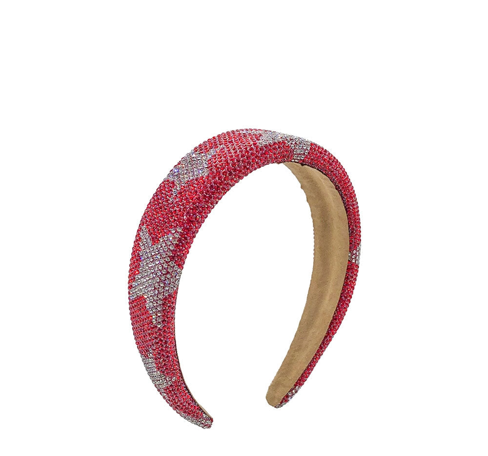Fully Crystallized Star Headband Red Silver