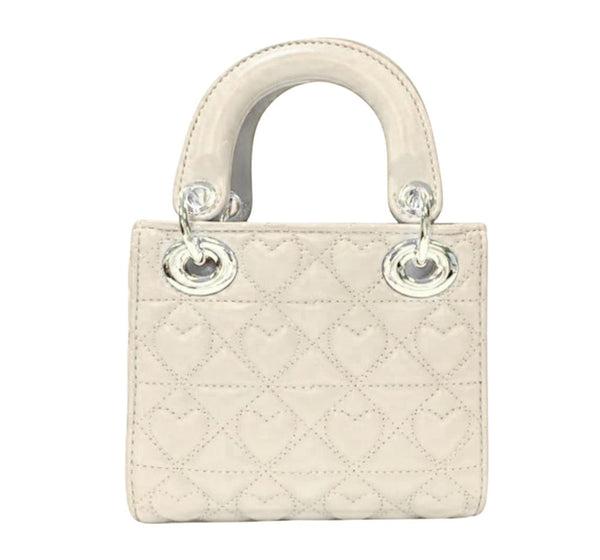 Heart Quilted Bag Ivory