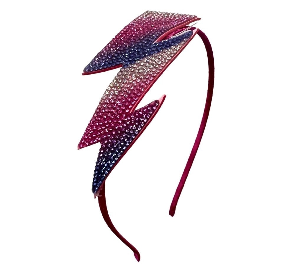 Fucshia Crystal Emoji Headband Lightning