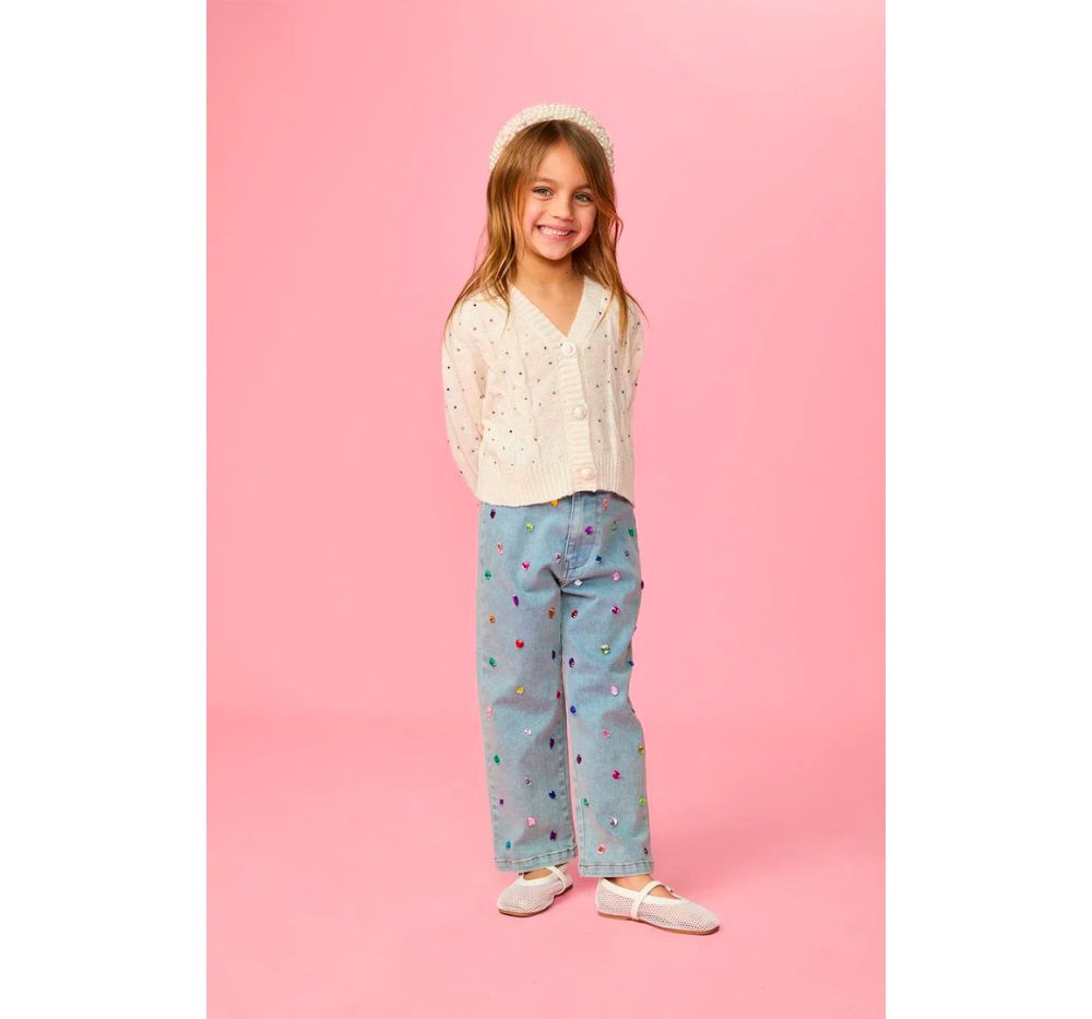 LEAH CRYSTAL CARDIGAN SET PIPER GEMSTONE DENIM