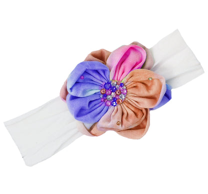 Crystallized Tie Dye Flowers On A Stocking Headband
