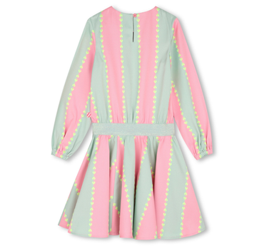 Dress Pink Long Sleeve Chevron