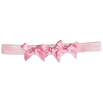 Diadema Elastica Rosa Con Moñitos