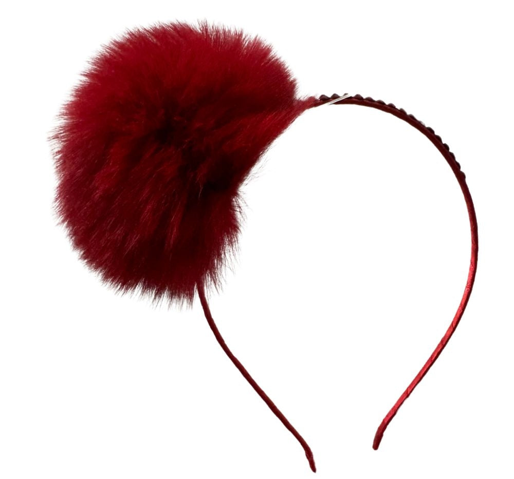 Fur Crystallized Hard Headband Red