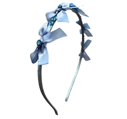 Mini Satin Bow Halo Headband LT. Blue