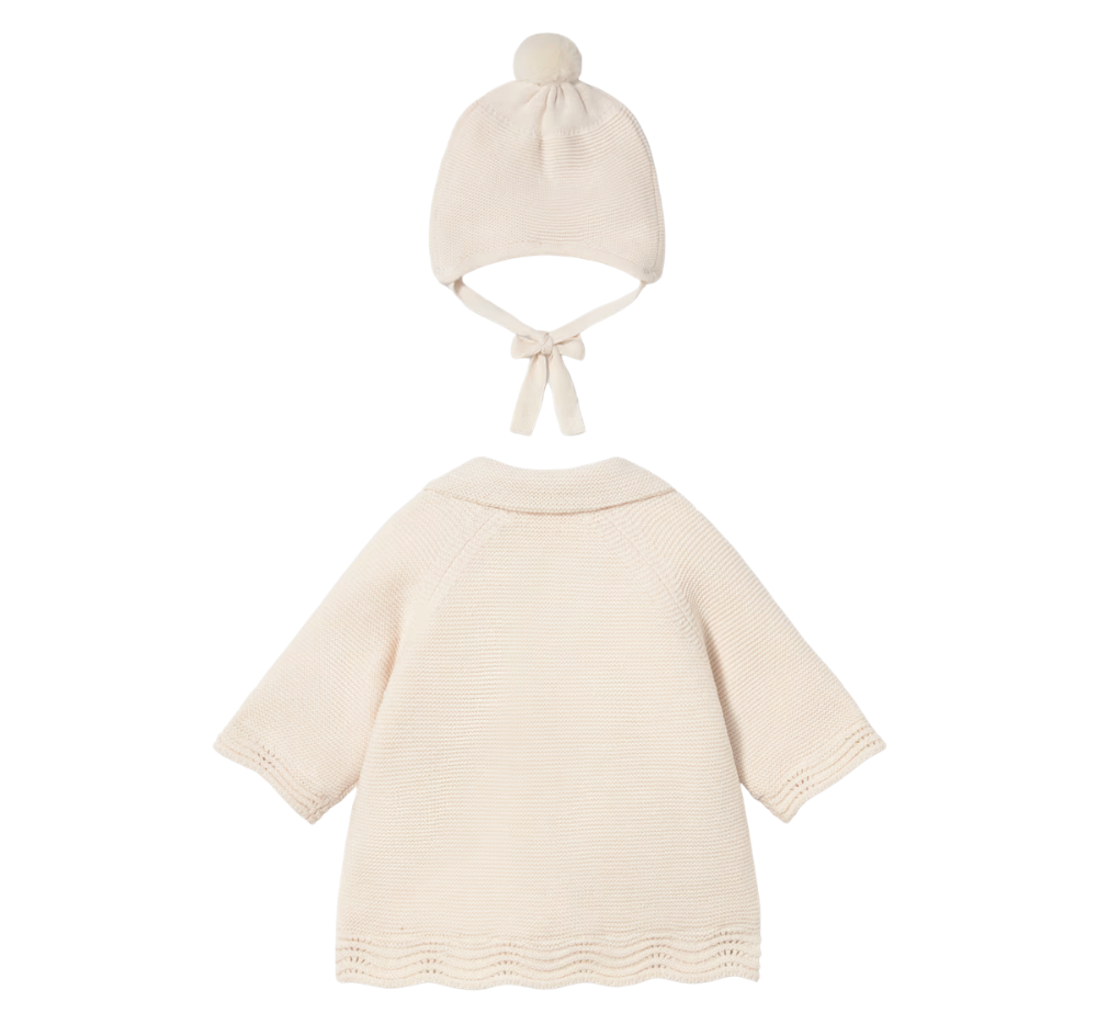 Abrigo Tricot Con Gorro Ceramica