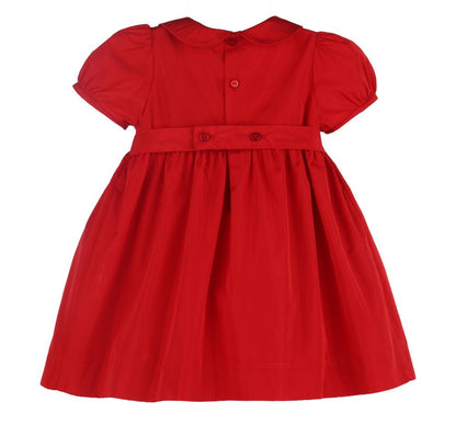Taffeta Bows Smock Dress Red