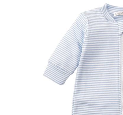 Stripes Footie w/ Zip Light Blue