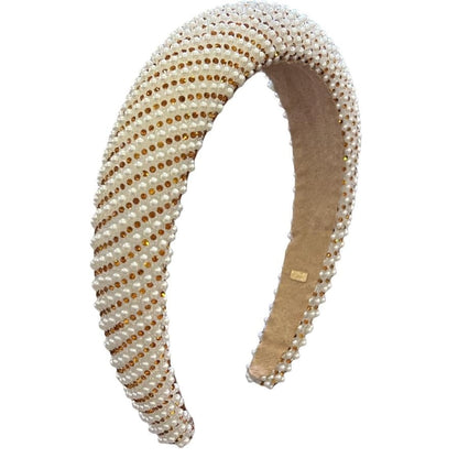 Fully Crystallized Pearl Headband White/Gold