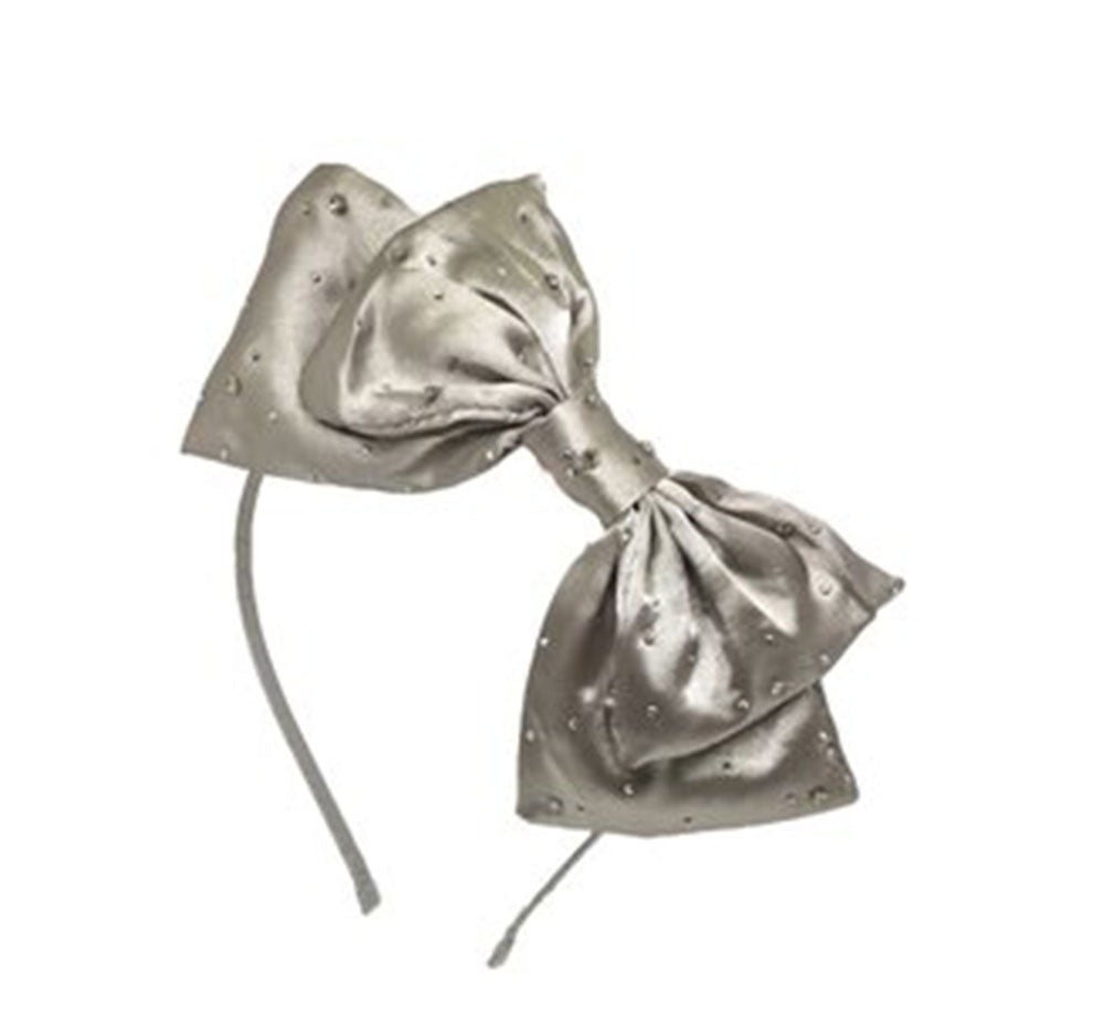 Crystallized Satin Silk Knot Headband Grey