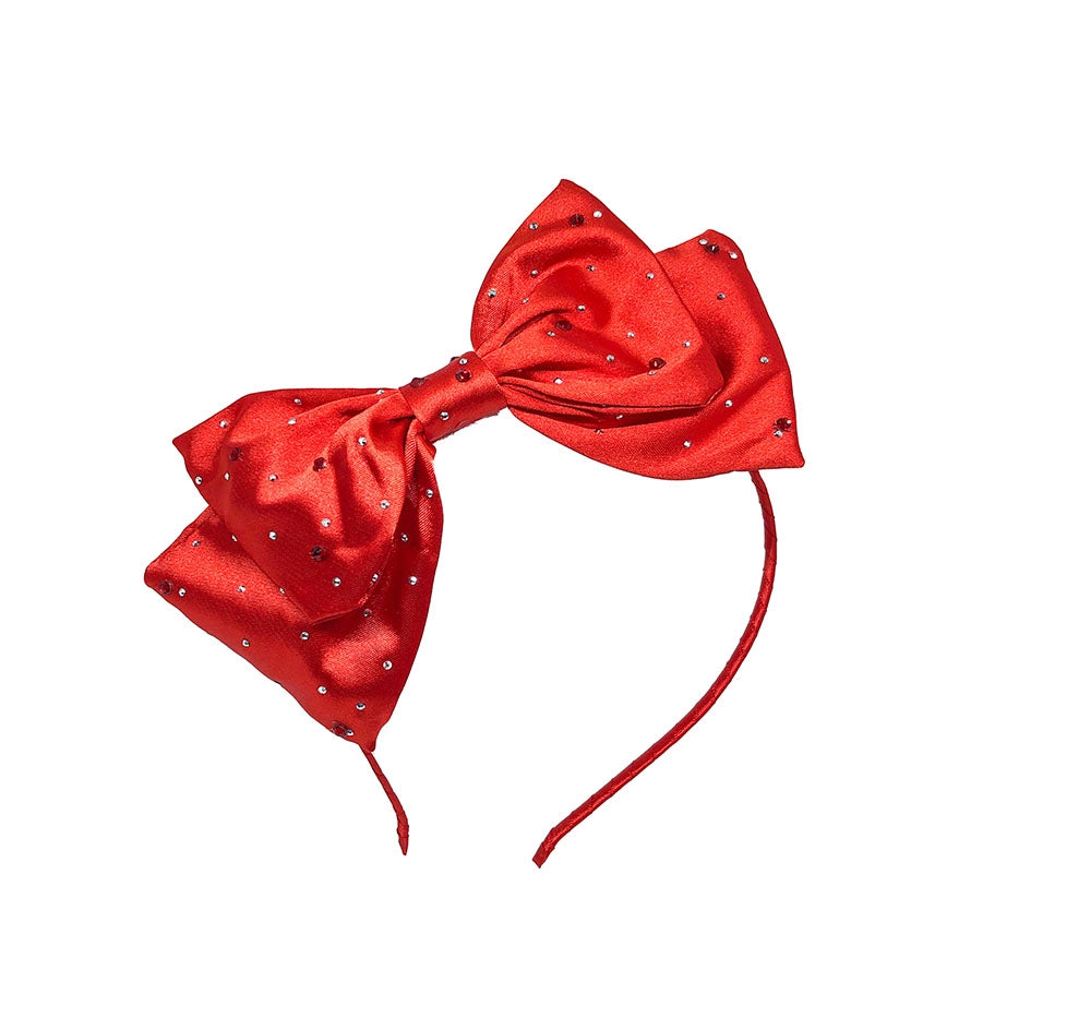 Crystallized Satin Silk Knot Headband Red