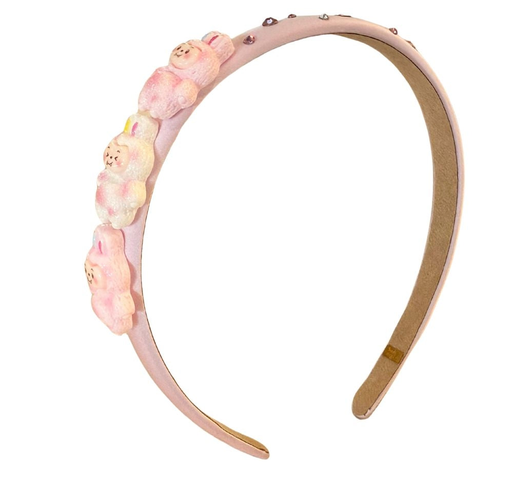 Bu Charm Crystallized Thin Satin Headband Light Pink