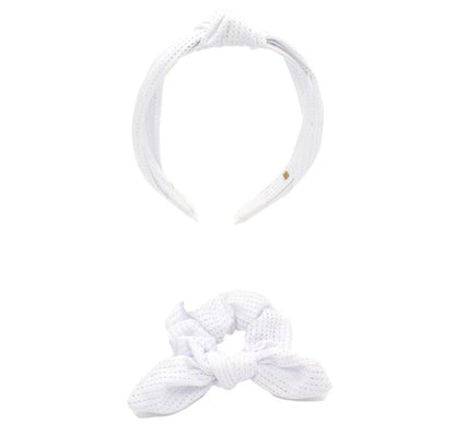 Headband & Scrunches Mesh Set White