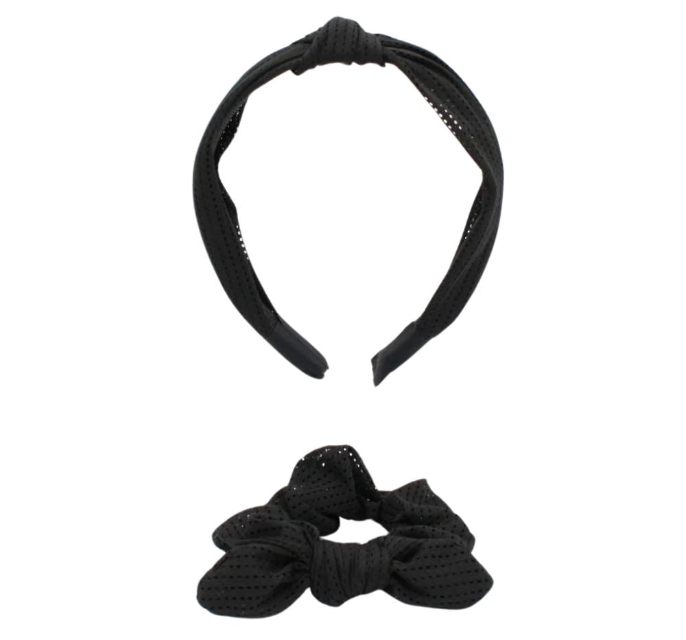 Headband & Scrunches Mesh Set Black