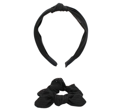 Headband & Scrunches Mesh Set Black