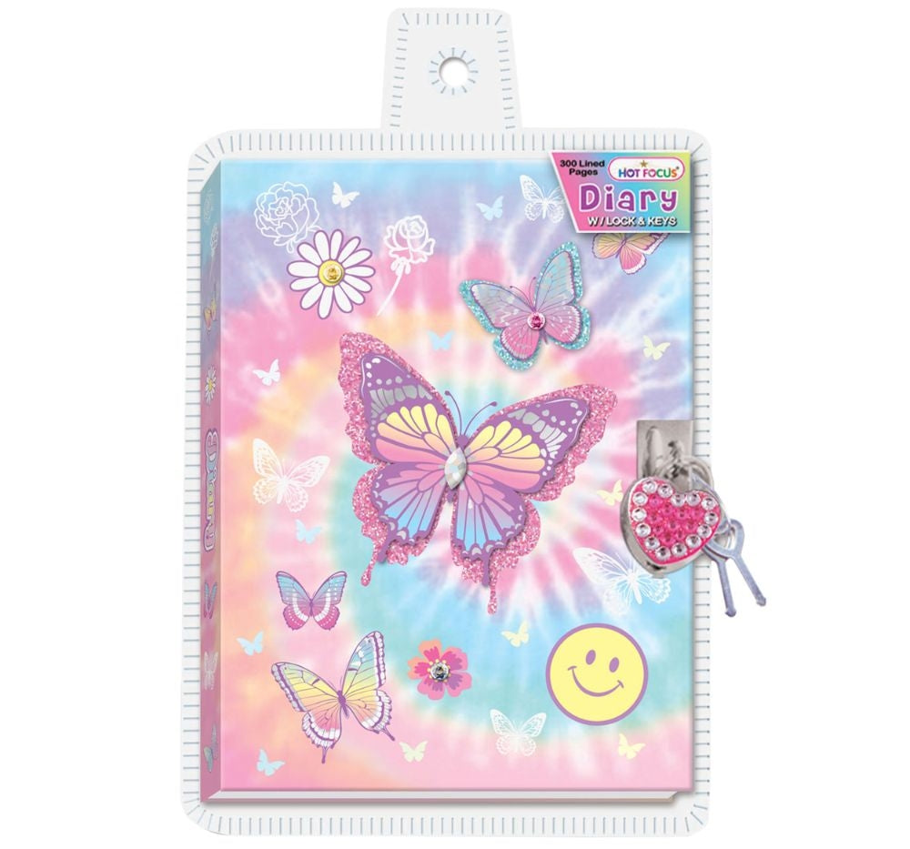 Diary With Lock & Keys Tie Dye Butterfly