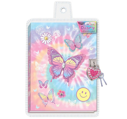 Diary With Lock & Keys Tie Dye Butterfly