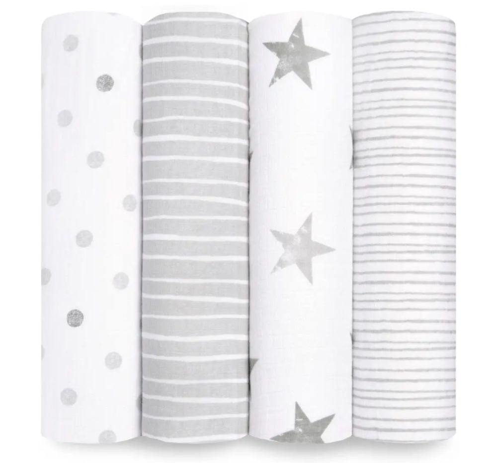 Classic Muslin Swaddles Blankets Dusty 4 Pack