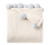 Flannel Fleece Pom Blanket Blue