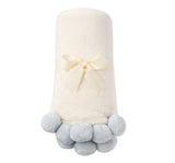 Flannel Fleece Pom Blanket Blue