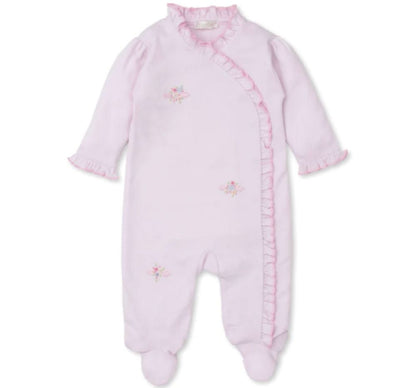Footie W/Hand Emb Blooming Sprays Pink