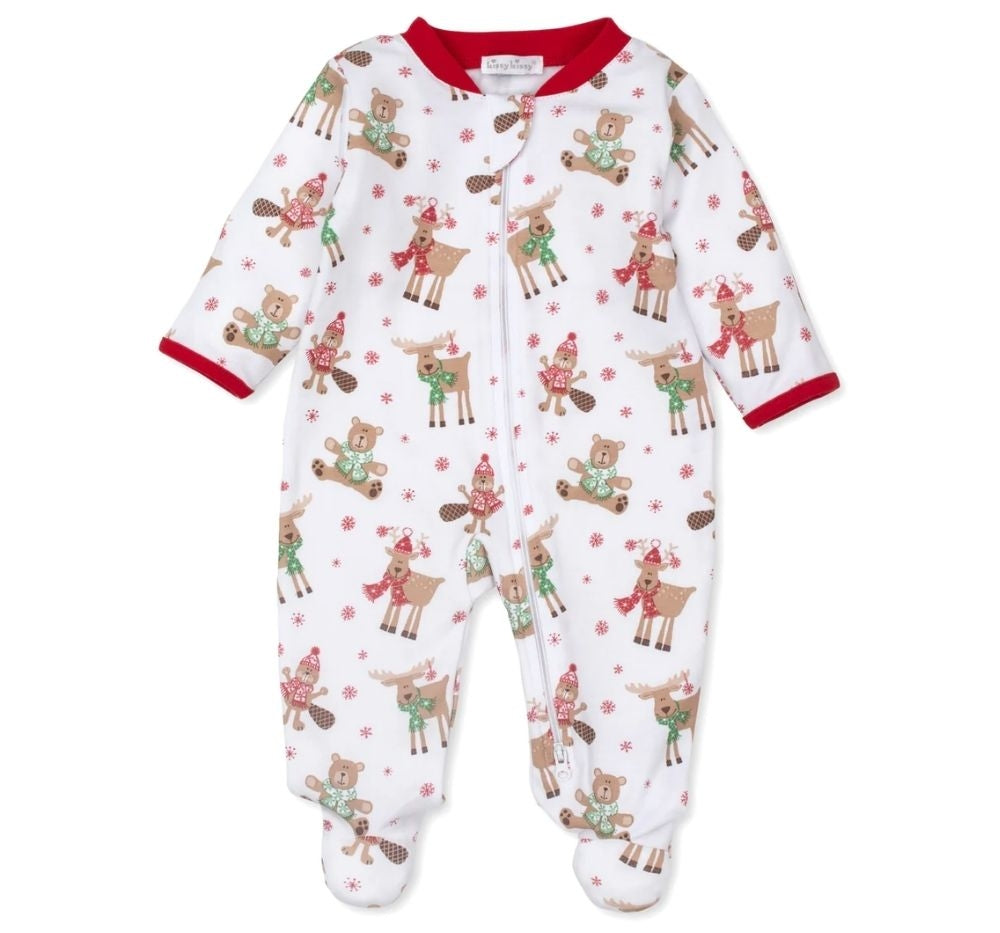 Footie W/Zip Prt Pjs Winter Friends Multi