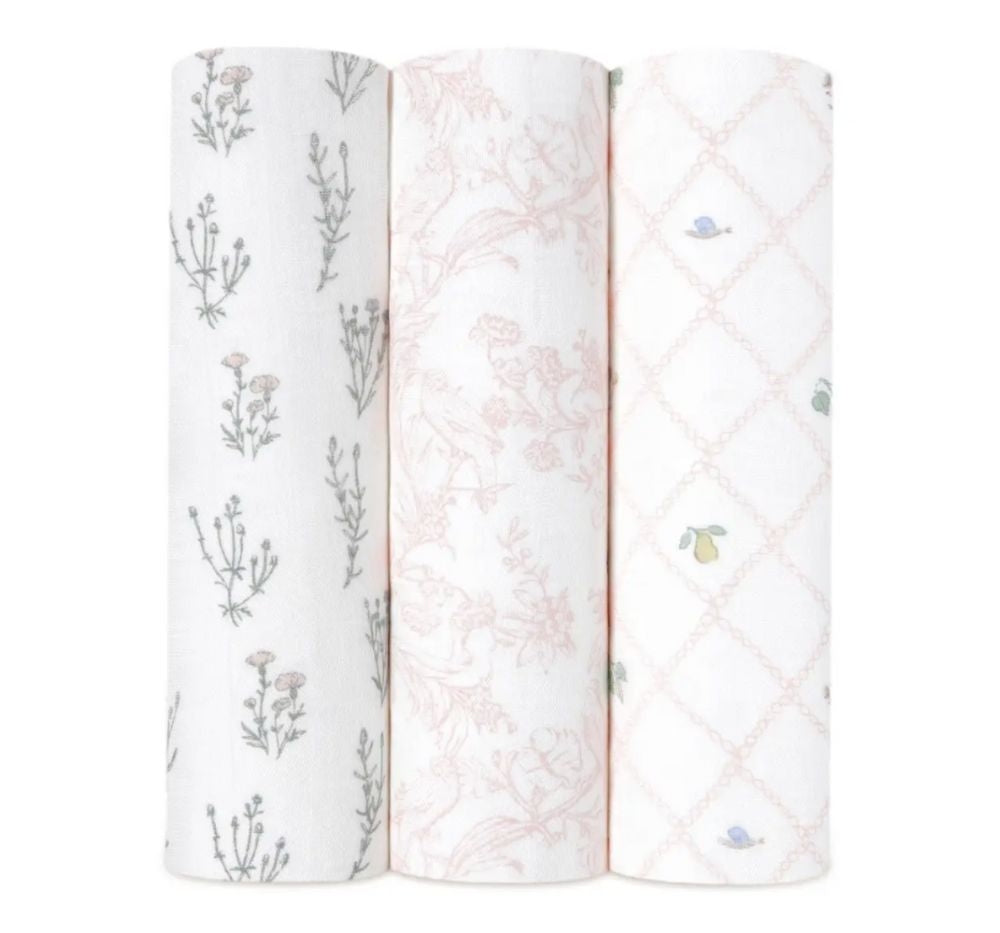 French Floral 3 Pack Silky Soft Swaddles