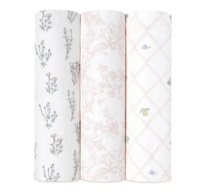 French Floral 3 Pack Silky Soft Swaddles