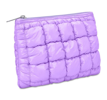 Lavender Shiny Puffer Pouch