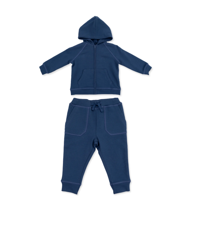 Zip Hoodie & Jogger Pant Solid Insignia Blue
